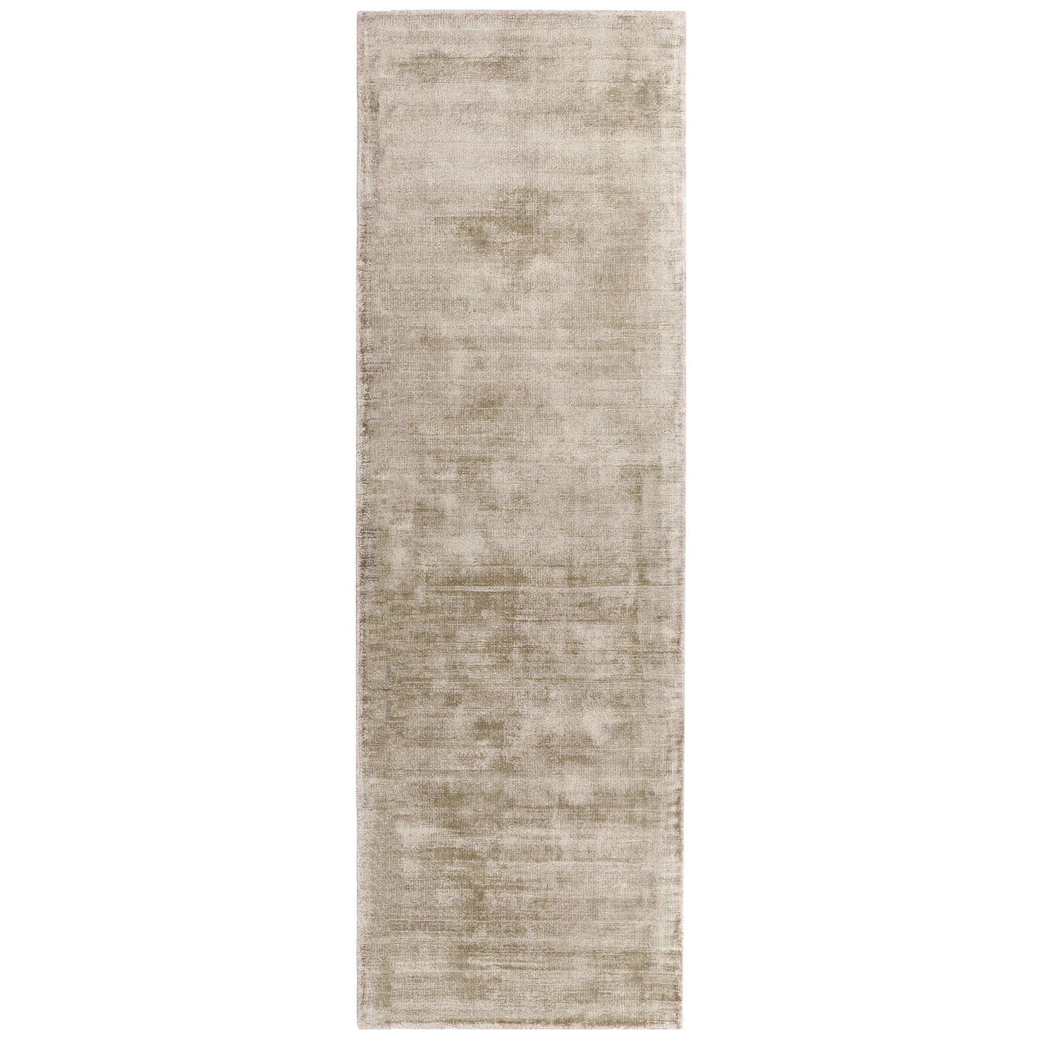 Luxury handwoven viscose rug, in a smoke colour, with a tip sheared finish giving a vintage effect. Size - Runner Pile Height: 7mm Dimensions: 660 x 2400 mm 100% Viscose Hand Woven in India Delivery: 5-7 days